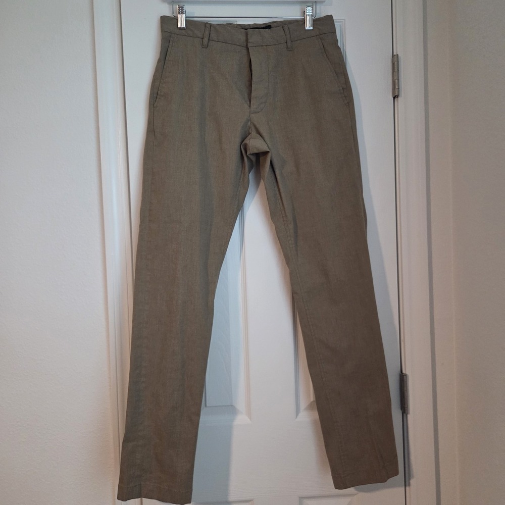 Nordstrom Mens Athletic Fit Chino Pants 29W 31L Khaki Tan Flat Front Stretch